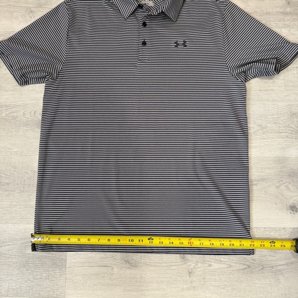 Under Armour Men's Heatgear Loose Grey and Black Striped Polo Shirt Size L - Picture 10 of 17
